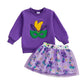 BemeyourBBs Kids Toddler Girl Mardi Gras Outfit Crewneck Sweatshirt Tutu Skirts Set 2 Piece Cute Little Girl Clothes (Mask Purpl