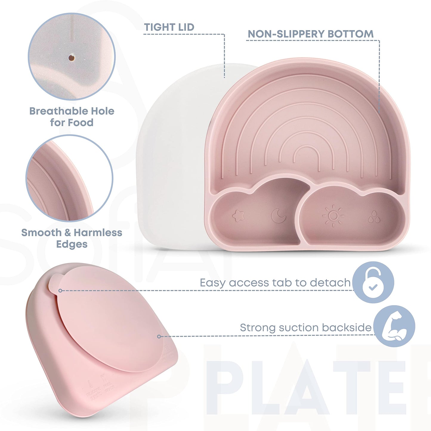 Sofial All In One Silicone Feeding Set - Safe For 6-12 Months - Non-Toxic Baby Led Weaning Supplies - Toddler Self Feeding Utens