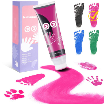 Nabance 2.54 Fl Oz Pink Baby Hand And Footprint Friendly Ink Paint, Dog Cat Paw Print Safe Ink, Non-Toxic Acid-Free, Safe Gentle