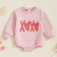 Fiomva Valentines Day Baby Girl Outfit Infant Bubble Romper Newborn First Valentine Outfits Toddler Sweatshirt Clothes (E Embroi