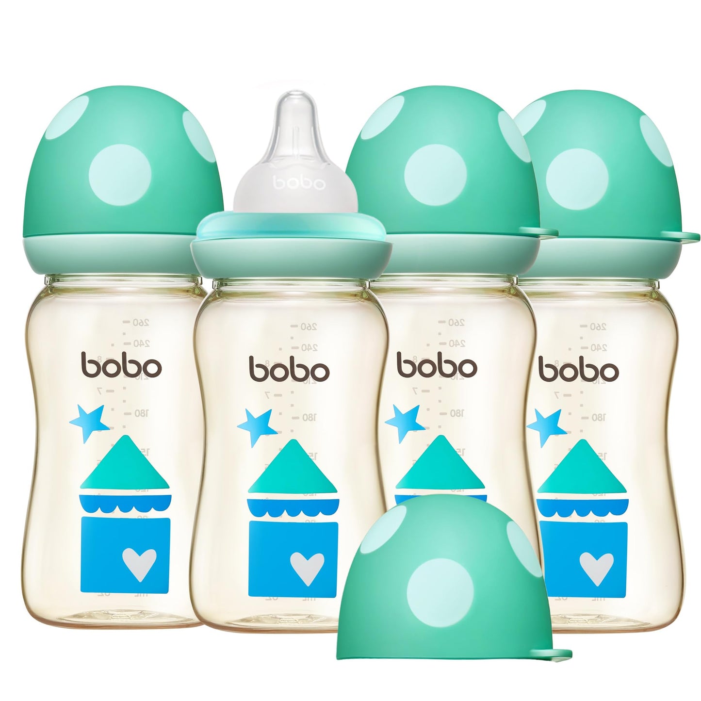 Yohkoh Ppsu Baby Bottle Wide Neck, Newborn Anti-Colic Baby Bottle With Natural Response Nipple, Streamlined Body, Easy To Clean