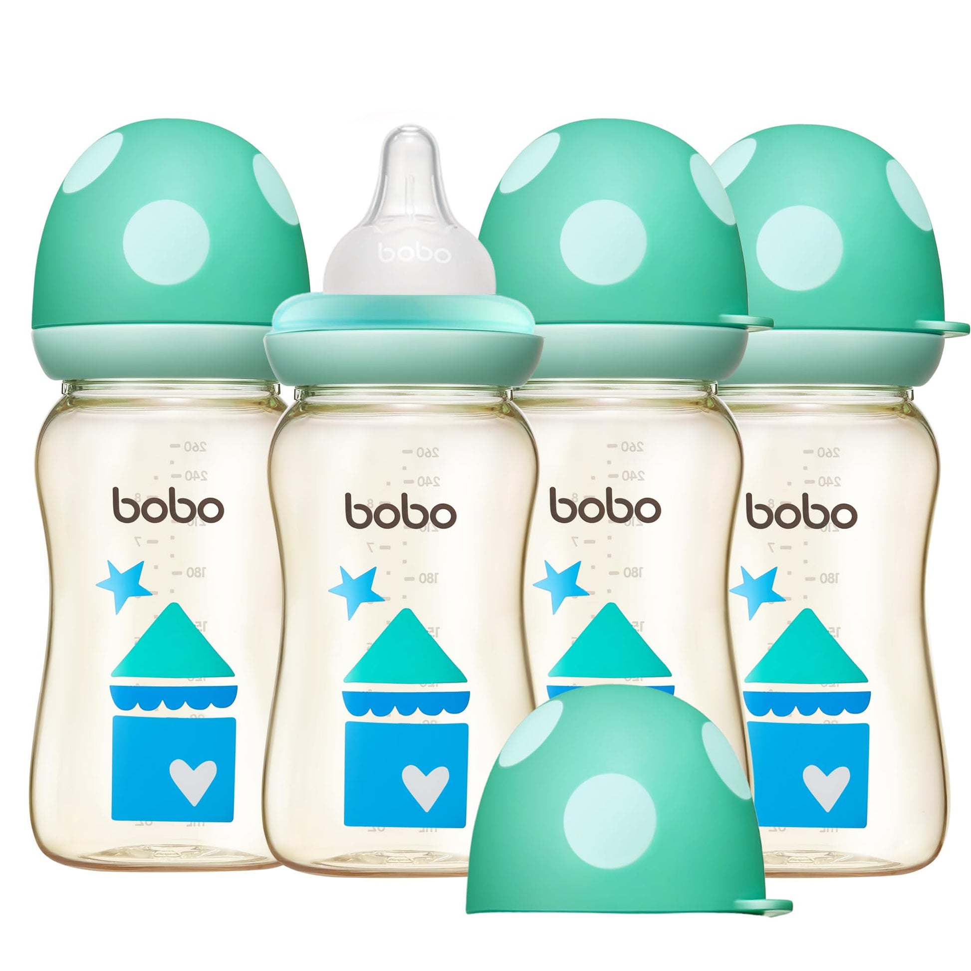 Yohkoh Ppsu Baby Bottle Wide Neck, Newborn Anti-Colic Baby Bottle With Natural Response Nipple, Streamlined Body, Easy To Clean