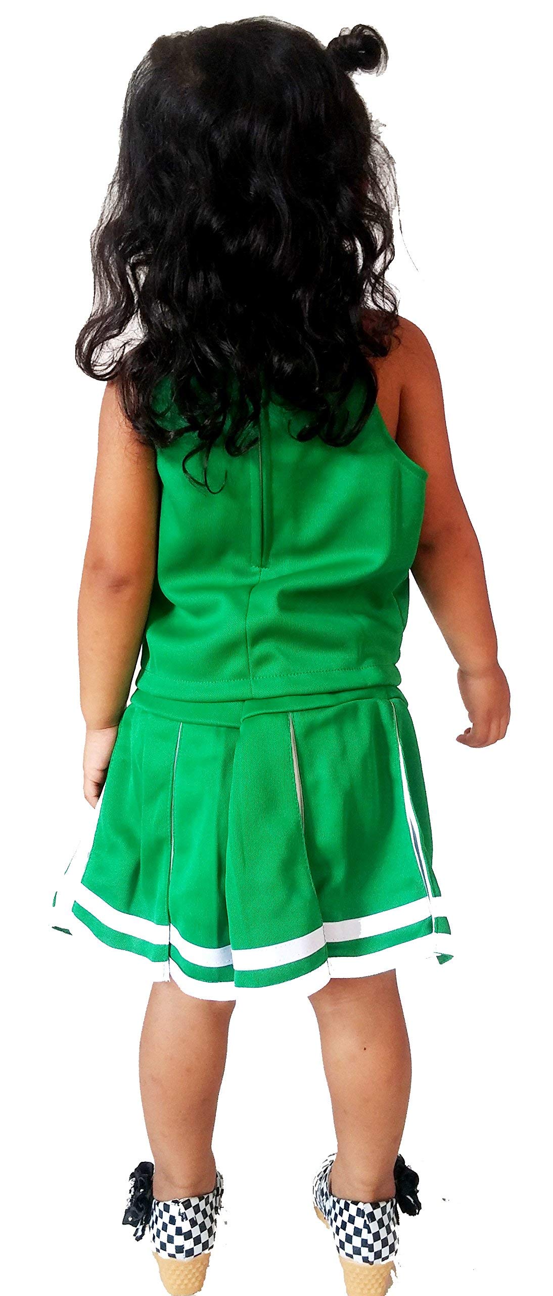Total 2550 Little Girls' Cheerleader Cheerleading Outfit Uniform Costume Cosplay Green/White (M / 5-8)
