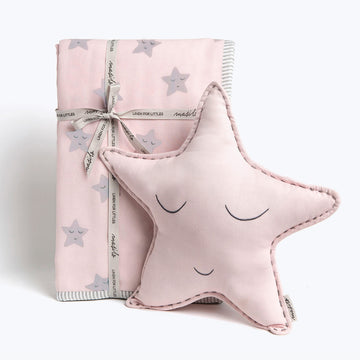 Masilo Organic Cotton Baby Blanket with Toy for Newborn/InfantDohar Blanket Combo1X Blanket, 1X Toy, Star Pink