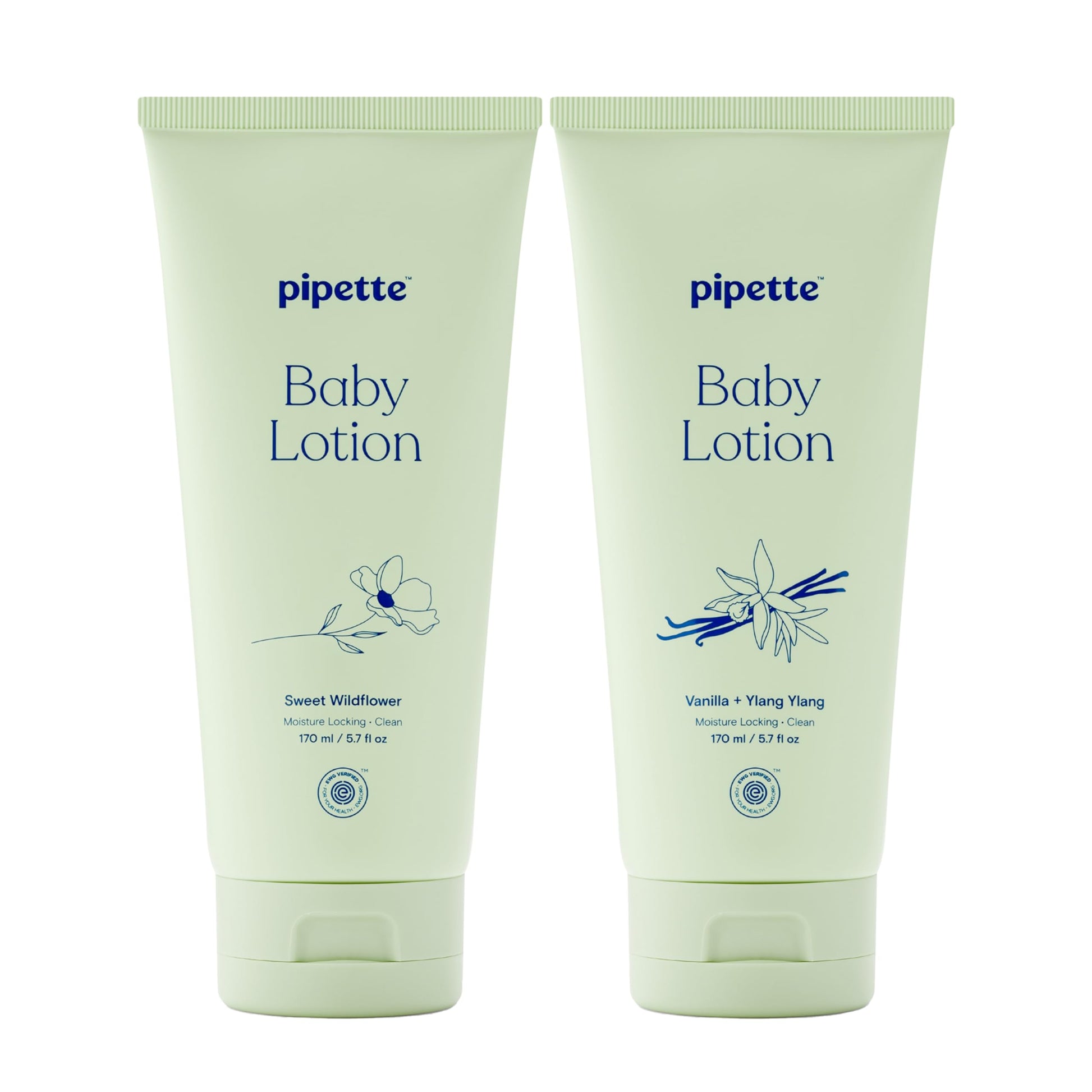 Pipette Baby Lotion Scented Discovery Duo, Pack of 2, Includes Sweet Wildflower and Vanilla + Ylang Ylang Scents, Baby Lotion fo