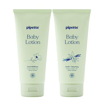 Pipette Baby Lotion Scented Discovery Duo, Pack of 2, Includes Sweet Wildflower and Vanilla + Ylang Ylang Scents, Baby Lotion fo