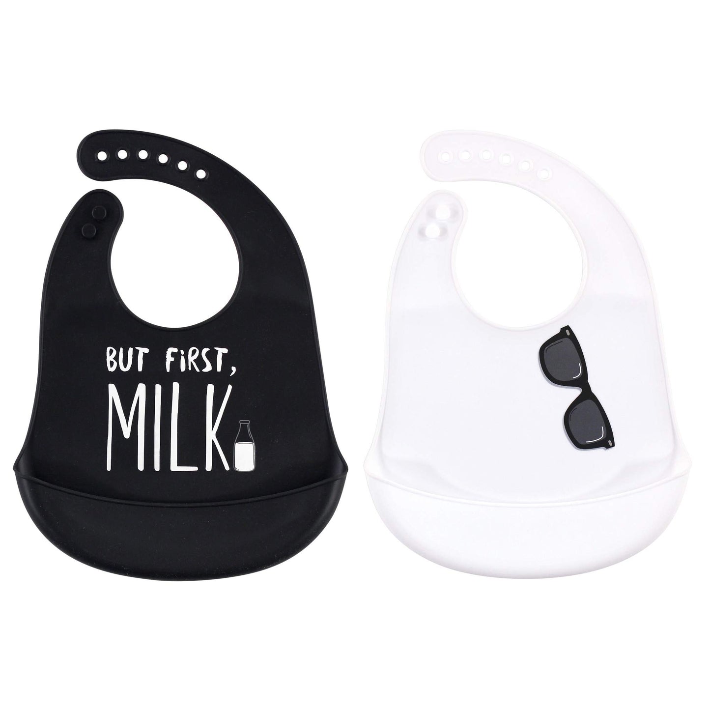 Little Treasure Unisex Baby Silicone Bibs, But First Milk, One Size