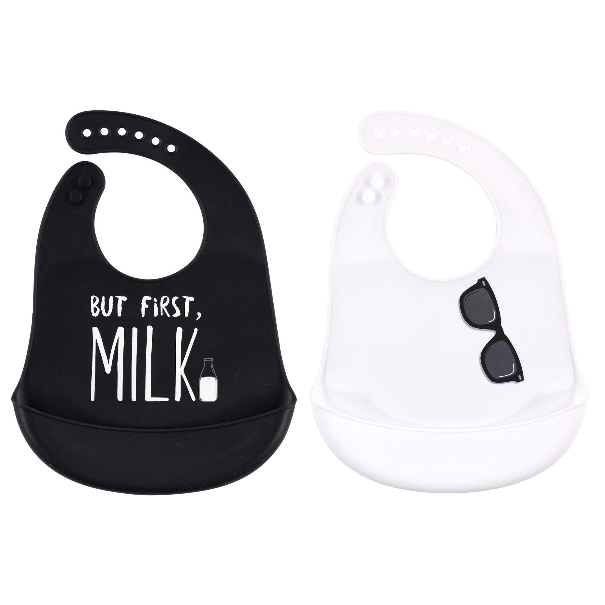 Little Treasure Unisex Baby Silicone Bibs, But First Milk, One Size