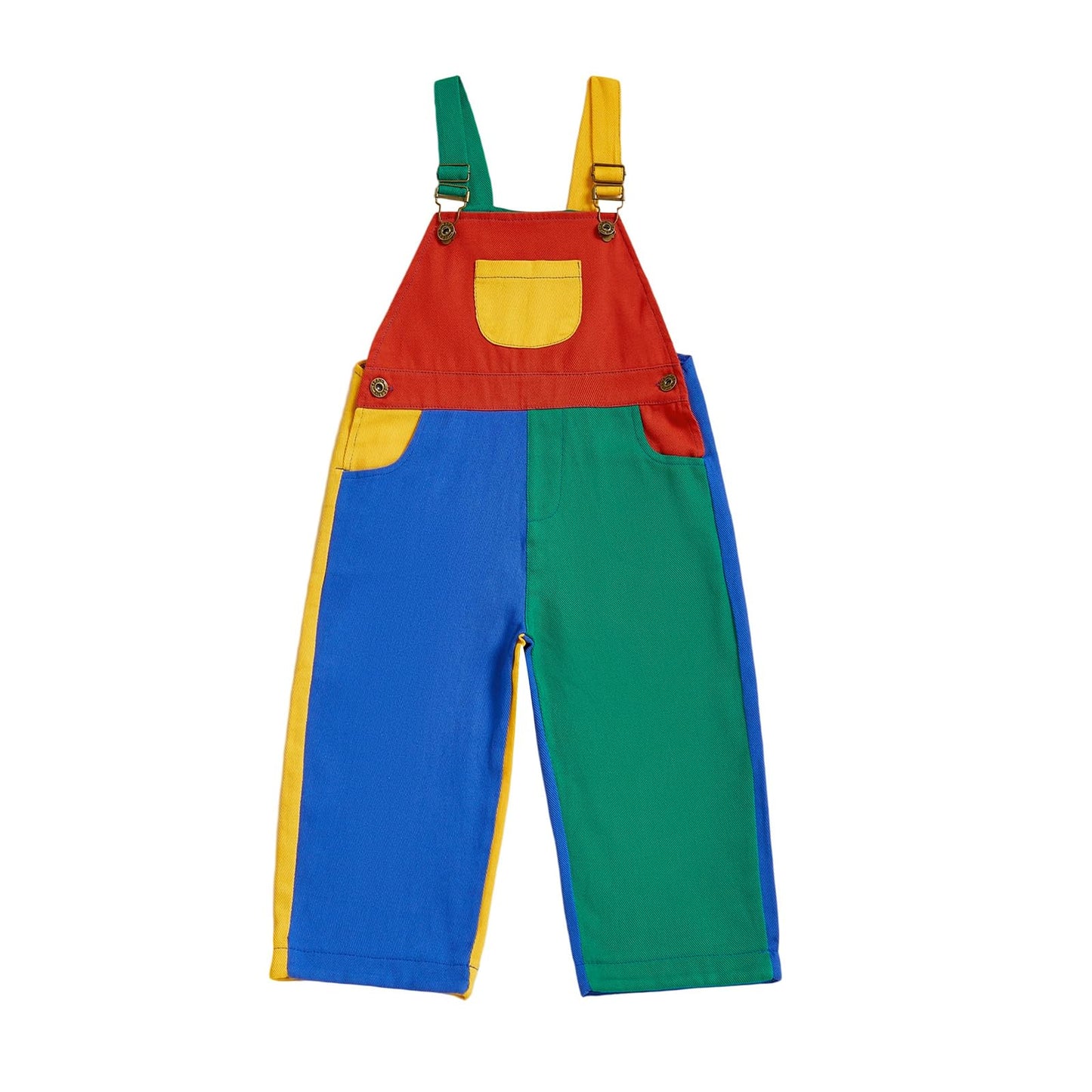 Fernvia Toddler Kids Baby Boy Girl Contrast Color Overalls Pants Clothes 2T 3T 4T 5T Adjustble Shoulder Strap Romper Workwear (D