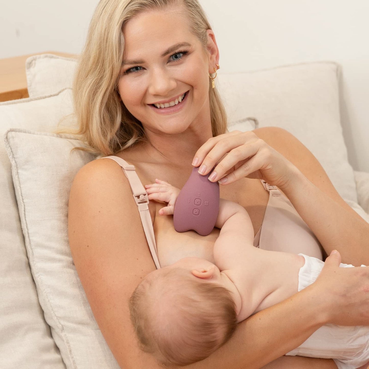 Momcozy Double Lactation Massager Warming For Breastfeeding, Pumping, Heat & Vibration For Improve Milk Flow, Breastfeeding Esse