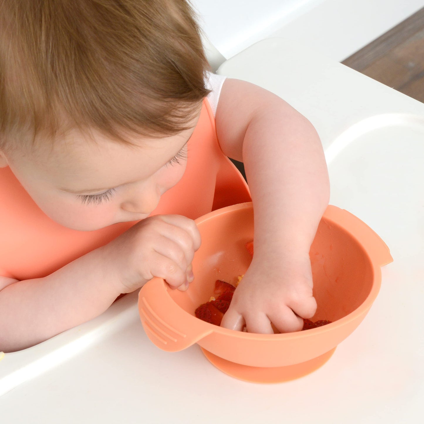 Primastella Unbreakable Silicone Non-Slip Bowl And Chew Spoon Set For Babies And Toddlers (Dark Green)