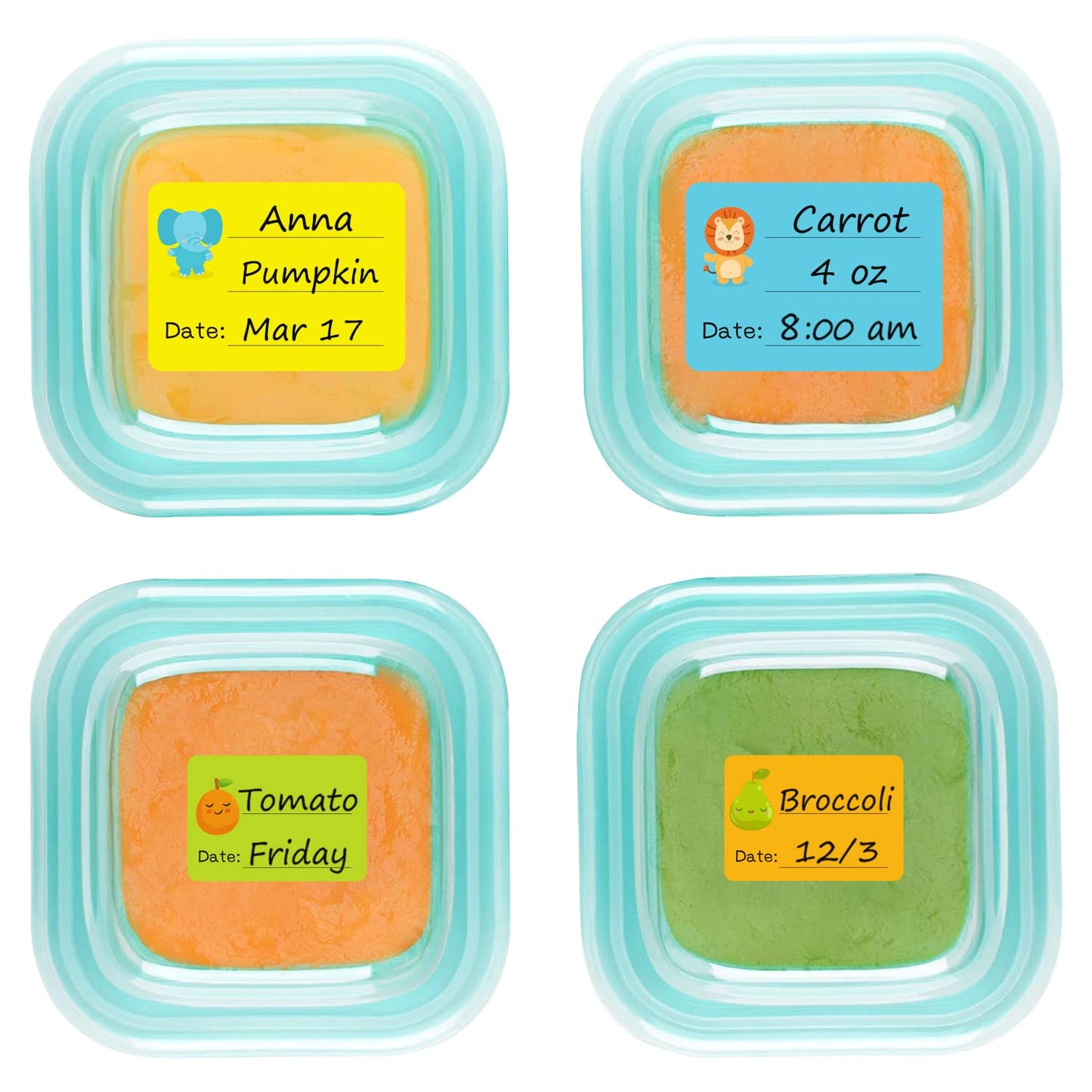 Baby Food Labels, Removable Write-On Daycare Date Labels For Oxo Tot Baby Food Storage Containers, Trays, Jars, Freezer & Dishwa