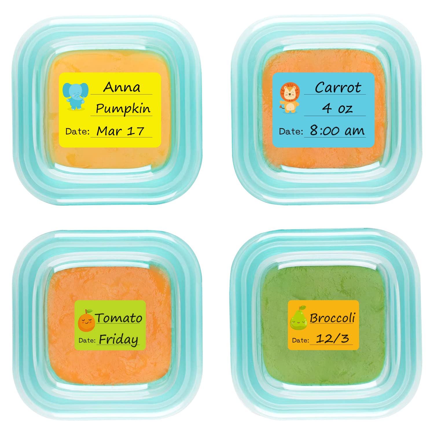 Baby Food Labels, Removable Write-On Daycare Date Labels For Oxo Tot Baby Food Storage Containers, Trays, Jars, Freezer & Dishwa