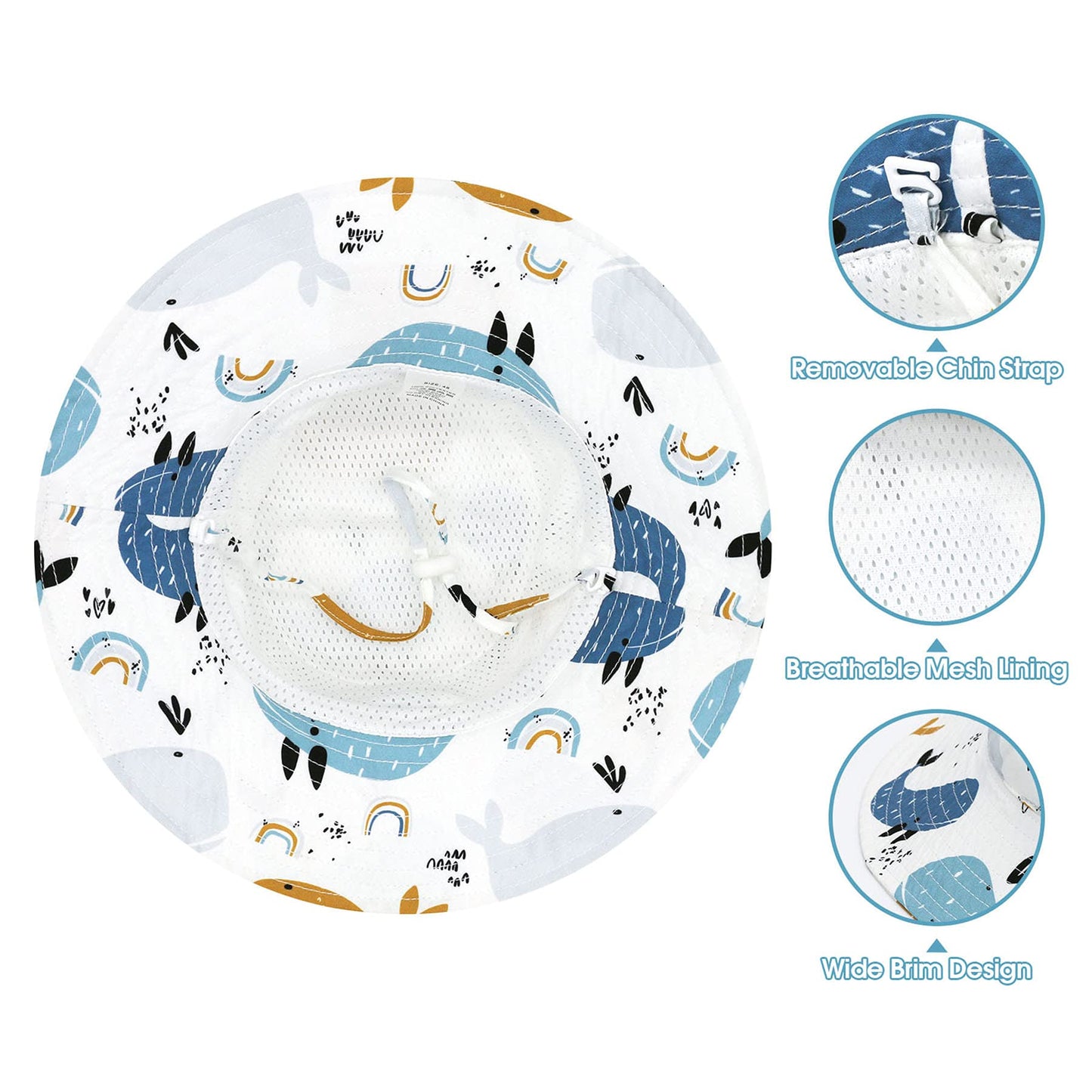 Kids Hat Toddler Sun Hat Upf 50+ Baby Boy Hats Kids Bucket Hat Toddler Beach Hat With Wide Brim Kid Cap White 4-8 Years