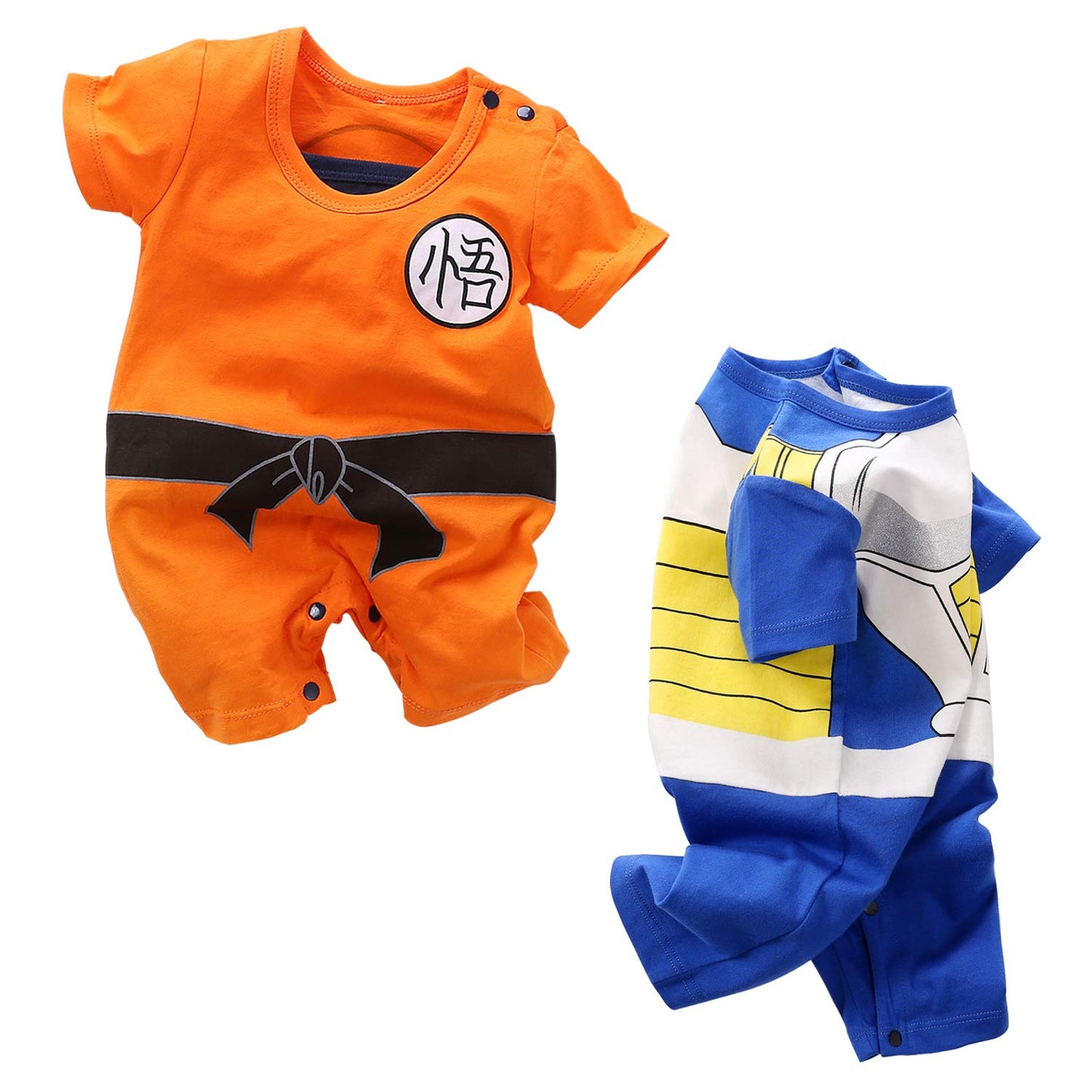 Yfybaby Baby Boys' 2 Pack Short Sleeve Romper Toddler Cartoon Onesie Outfits, Orange/Blue, Yy-Lty1959, 12-24 Months