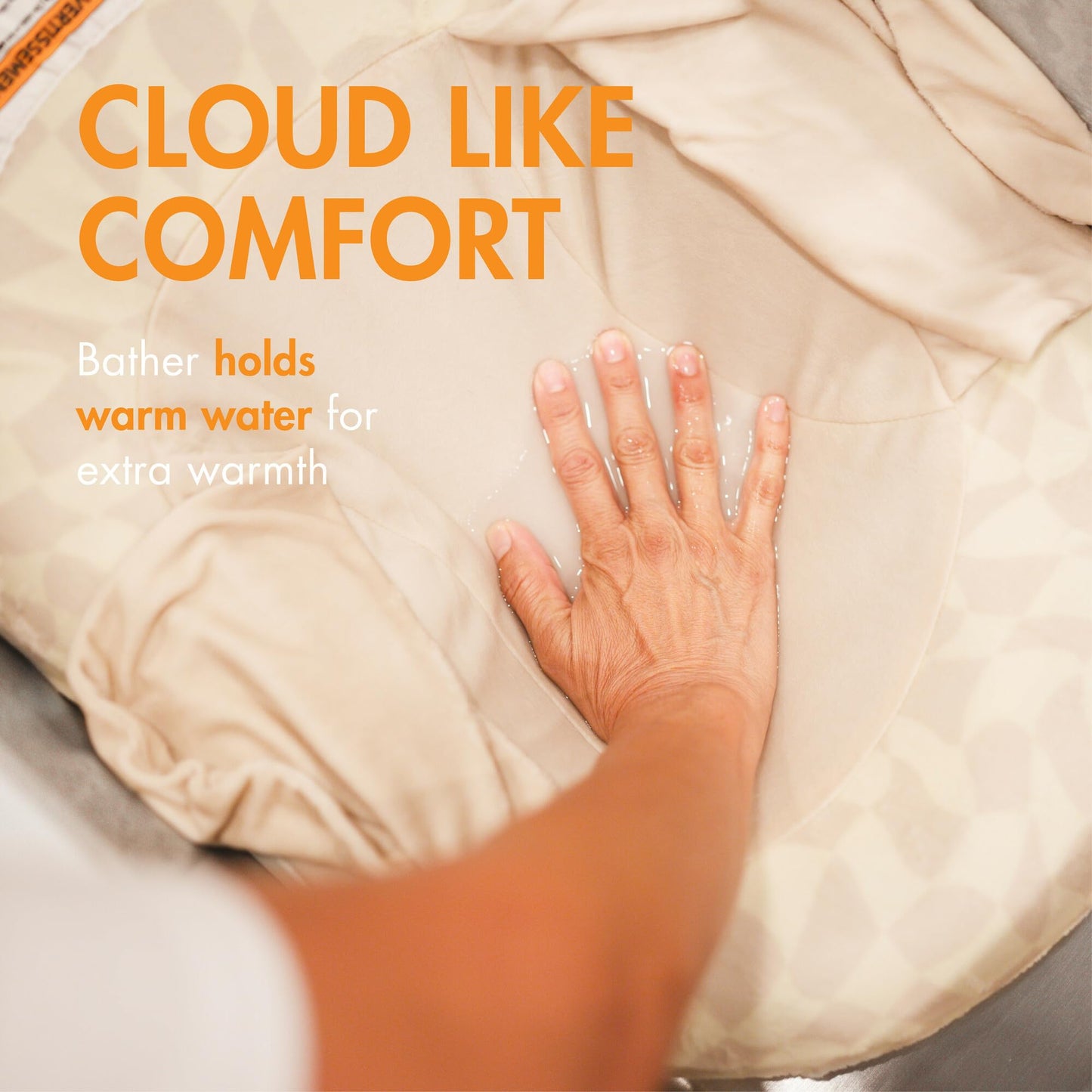 Boon Puff+ Inflatable Baby Bather - Portable Infant Bathtub Baby Bath Seat Includes Microfleece Cover, Swaddle Wings, And Storag