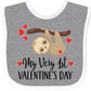 Inktastic My First Valentines Day Baby Sloth Baby Bib Heather And White 39C36
