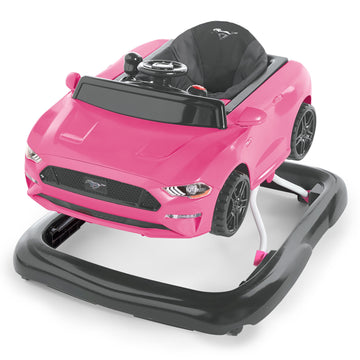 Bright Starts Ford Mustang 4-In-1 Pink Baby Activity Center & Push Walker With Removable Interactive Steering Wheel -Toy, 6 Mont