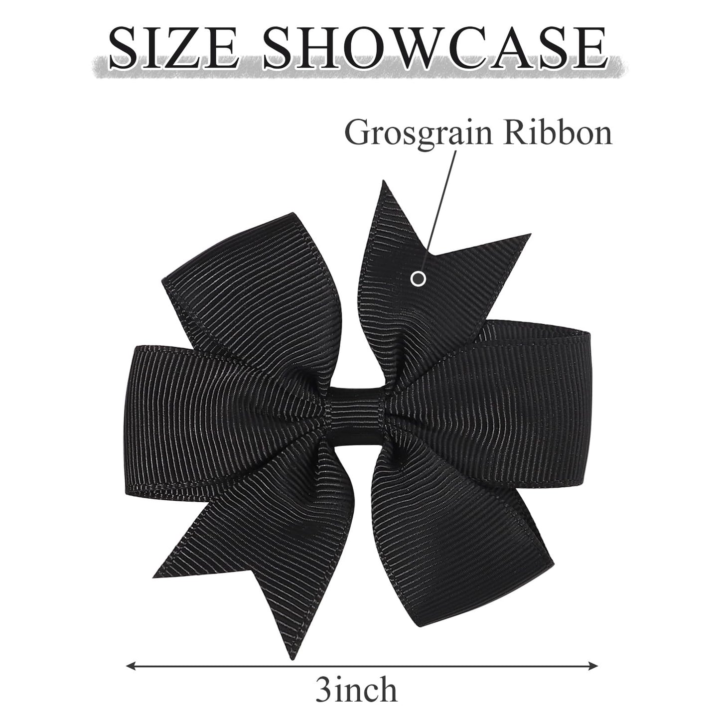 Choicbaby 3 Inches Hair Bows For Girls Black Grosgrain Ribbon Pinwheel Hair Bows Clips Toddler Bows Hair Clips For Birthday Baby