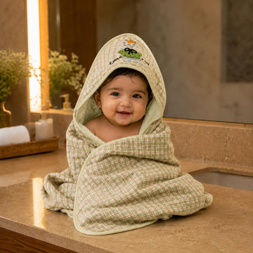TINYTYKE CuddleWrap Hooded Baby Blanket for Newborn Baby | Green