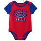 Outerstuff Nfl Newborn Baby And Infant Short Sleeve Bodysuit Variety 3-Pack - Buffalo Bills, 3-6M