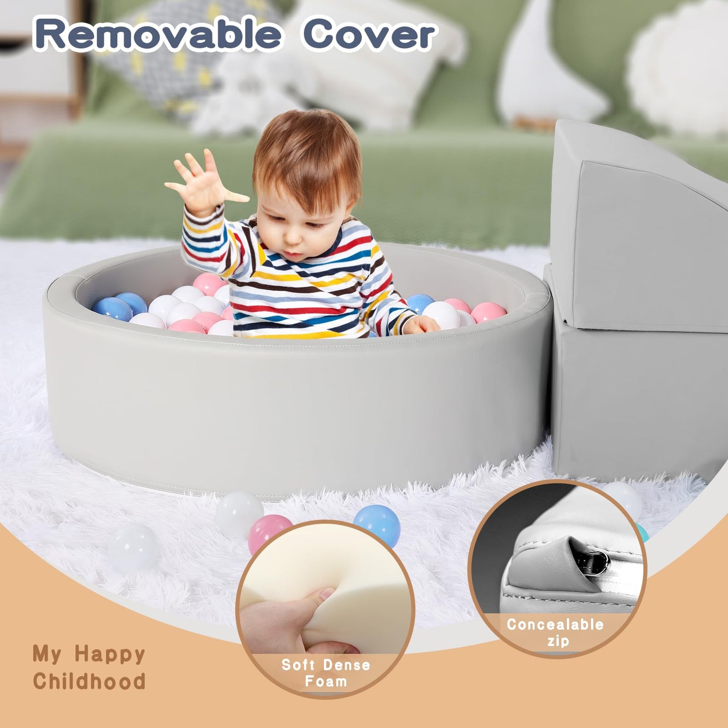 Foam Climbing Blocks For Toddler: With 4-Piece Pu Leather Climbing Toys And A Ball Pit - Foam Ball Pit For Toddlers - Climbing T