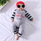 Cm C&M Wodro Baby Boy Valentines Day Outfit Romper Long Sleeve Stripe One Piece Bodysuit Jumpsuit With Hat Infant Clothes Set (G