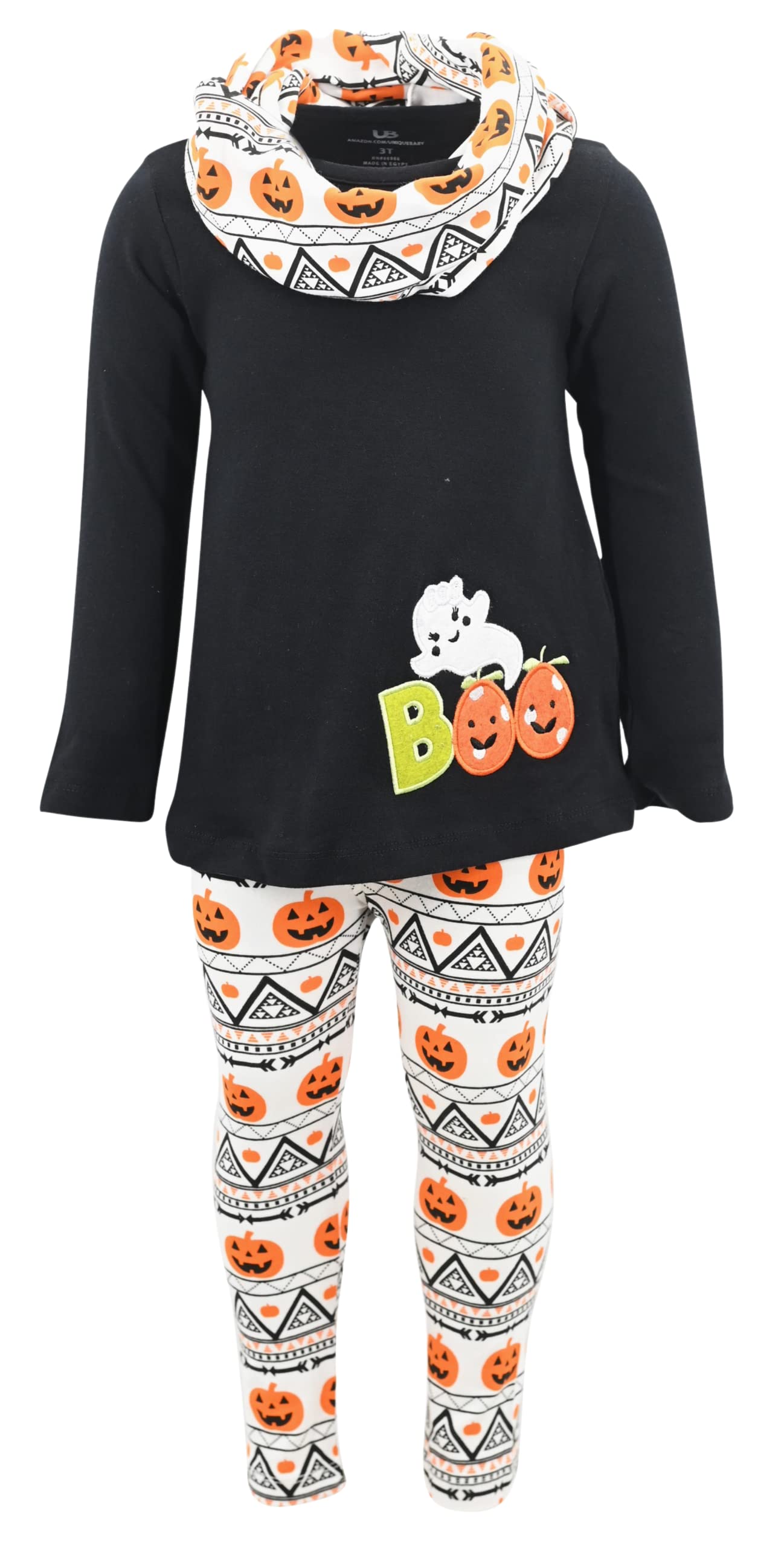 Unique Baby Girls Toddler 3 Piece Halloween Pumpkin Ghost Outfit (4T)
