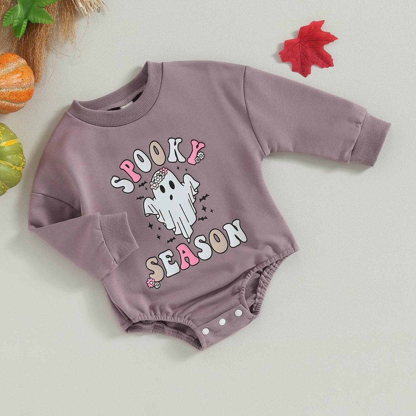 Focusnorm Halloween Newborn Baby Girl Outfit Pumpkin Sweatshirt Romper Long Sleeve Romper Jumpsuit Infant Fall Winter Clothes (G