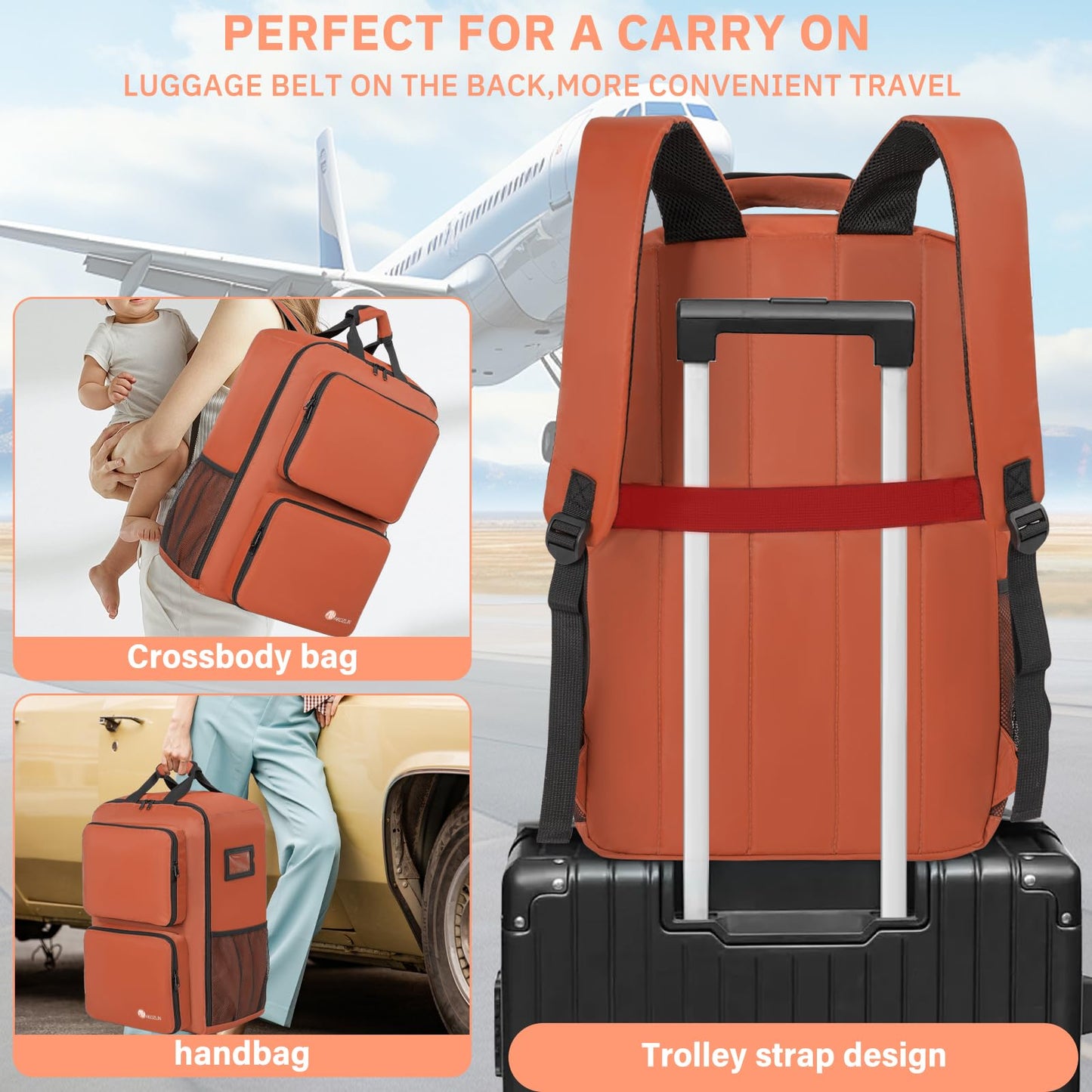Akozlin Foldable Stroller Travel Bag Backpack - 14.2'X8.7'X20.5' Compatible With Gb Pockit+ & Air - Orange