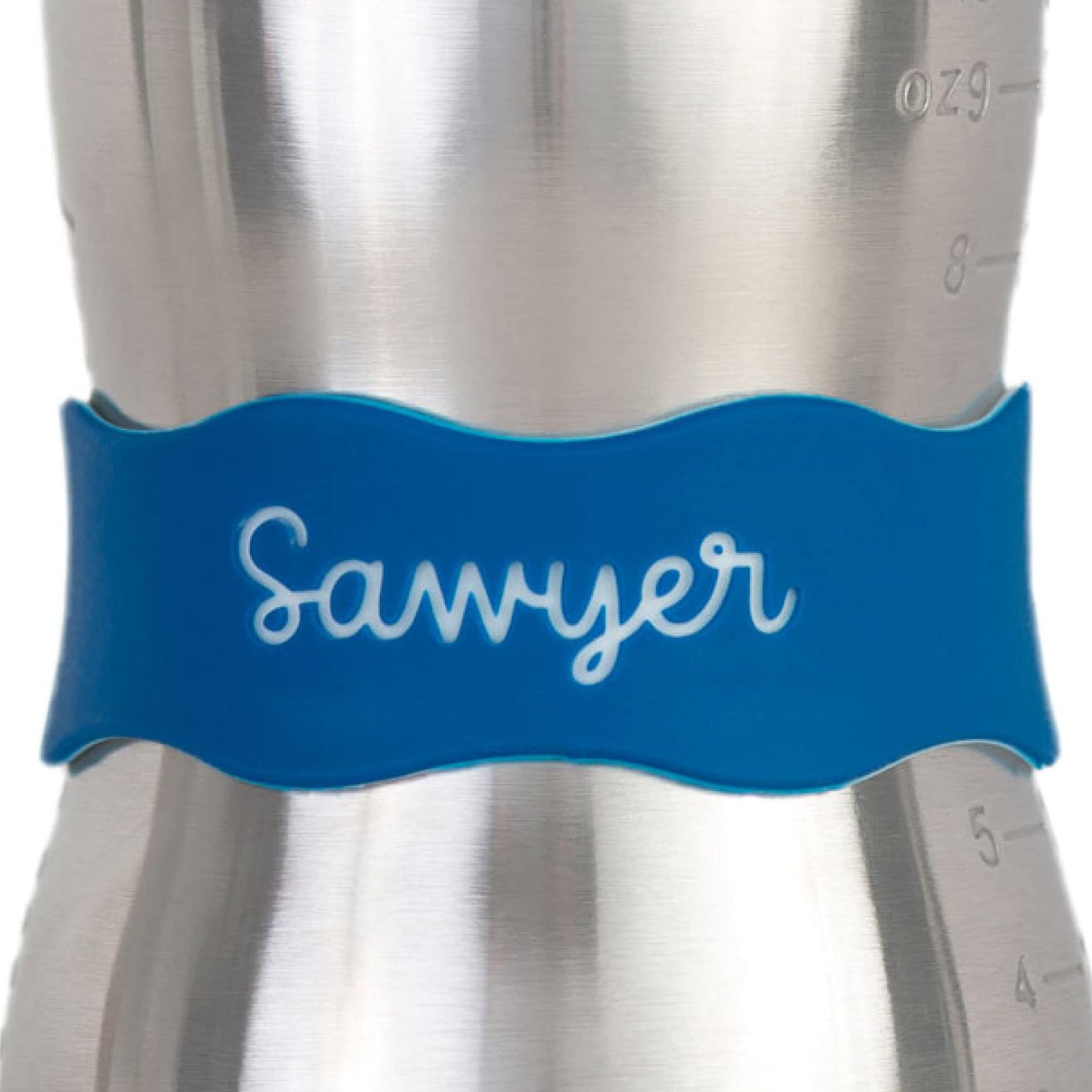 Inchbug Orbit Labels - White Contrasting Personalization Silicone Baby Bottle & Sippy Cup Bands - Reusable, Dishwasher Safe, Eng
