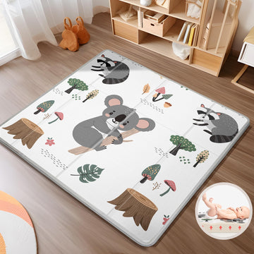 Foldable Baby Play Mat, PIGLOG 0.6in Thick Waterproof Playmats for Babies and Toddlers Kids, Safe Foam Playmat for Tummy Time, 5