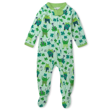Honestbaby Baby 1-Pack Celebration Sleep & Play Footed One-Piece Pajama Sleeper 100% Organic Cotton, St Paddy'S Boy, 6-9 Months