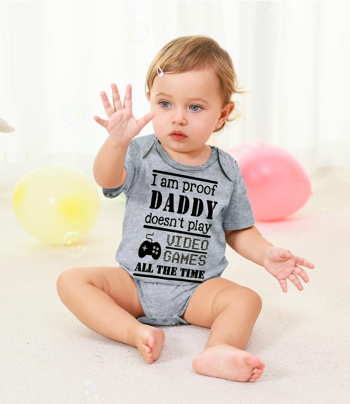 Unicomidea Baby Boy Clothes 0-3 Months Unisex Baby I Am Proof Daddy Doesn'T Play Games Bodysuit Short Sleeves Infant Rompers Wit