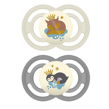 Mam Perfect Night Baby Pacifier, Patented Nipple, Glows In The Dark, Unisex, 16+, 2 Count (Pack Of 1)