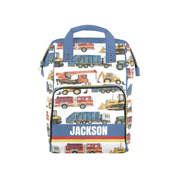 Noverbibi Custom Diaper Bag for Baby Customized Construction Vehicle Baby Bag Personalized Nursing Bags with Name Custom Name Mo