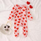Gliglittr Newborn Infant Baby Girl Valentine'S Day Romper Long Sleeve Bodysuit Cute Heart Print Ribbed Onesie Jumpsuit(Pink1,3-6