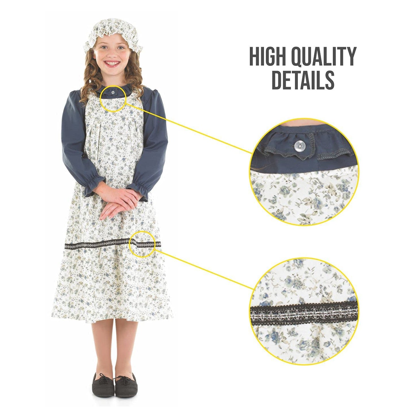 Fun Shack Kids Victorian Costume Girls, Pioneer Dress Kids, Girls Victorian Costume, Girls Victorian Dress Costume, Medium
