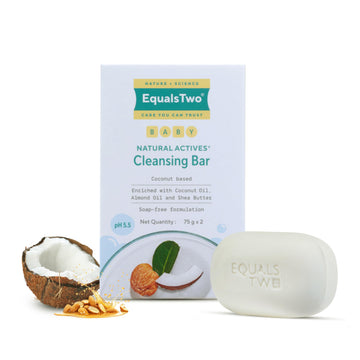 Equalstwo By Zydus Baby Cleansing Bar (75Gx2) For Nourishing, Baby Bath Soaps With Coconut Oil & Shea Butter For All Skin Types,