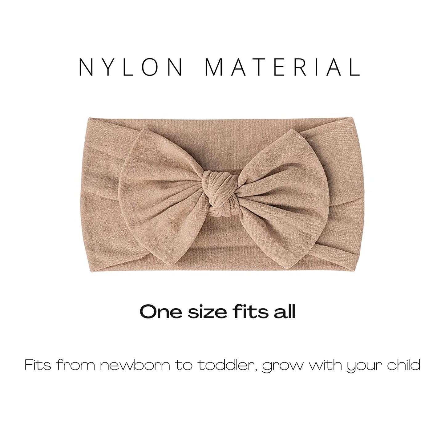 Prohouse 20Pcs Baby Nylon Headbands Hairbands Hair Bow Elastics For Baby Girls Newborn Infant Toddlers Kids(Clay)