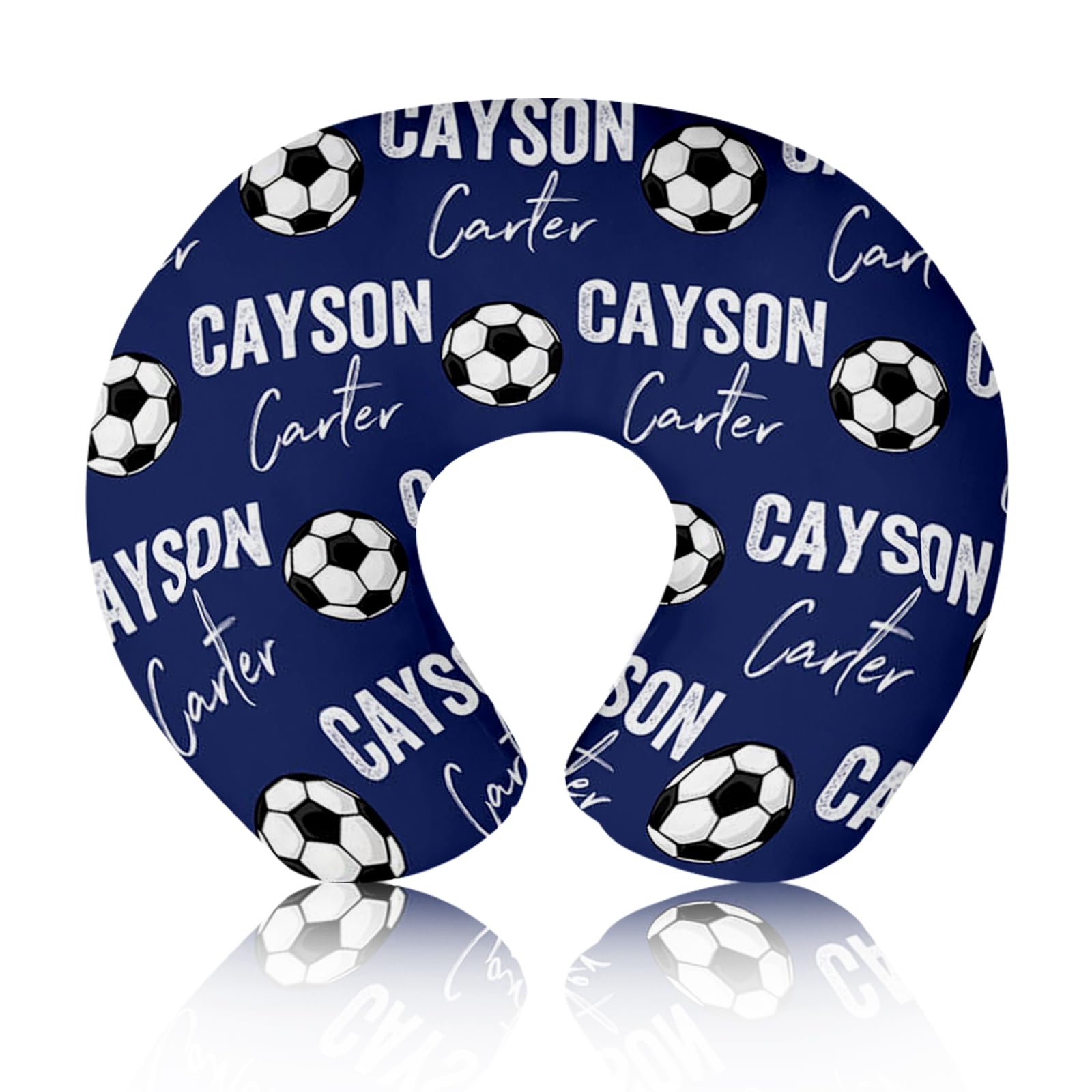 Rucekia Baby Nursing Pillow Cover - Personalized Name Blue Soccer Theme Breastfeeding U-Shaped for Bottle Feeding, Ultra Soft Co