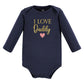 Hudson Baby Unisex Baby Cotton Long-Sleeve Bodysuits, Girl Daddy Pink Navy, 9-12 Months