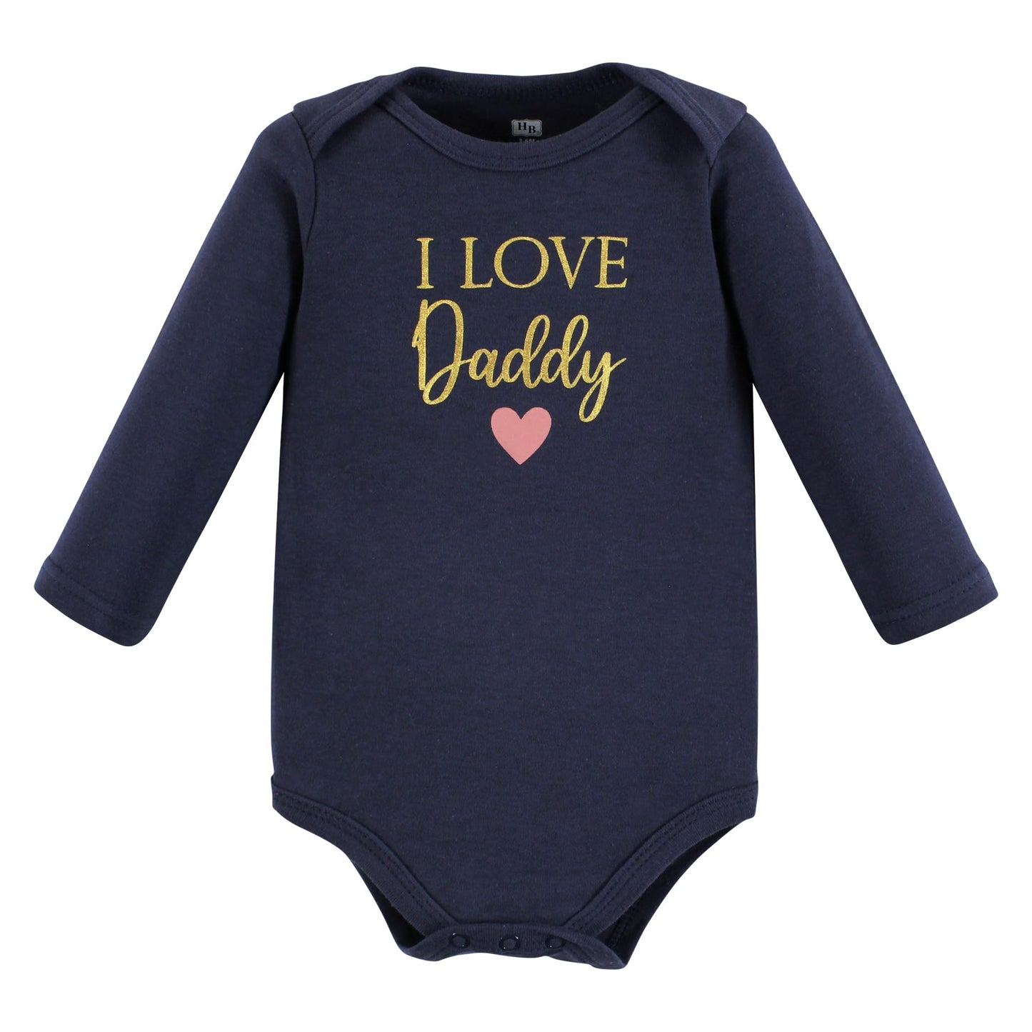 Hudson Baby Unisex Baby Cotton Long-Sleeve Bodysuits, Girl Daddy Pink Navy, 9-12 Months