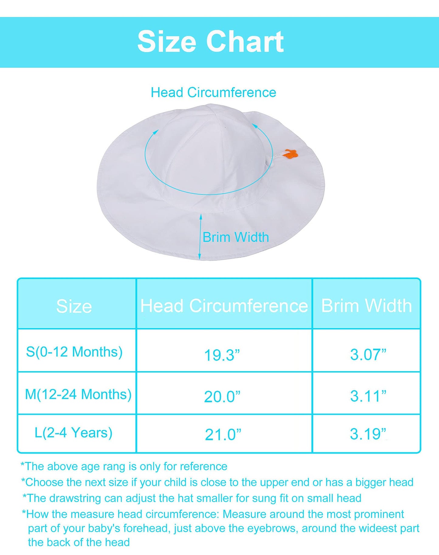 Infant Sun Hat For Toddler Boy Summer Hat 50+ Upf Protective Wide Brim Sun Hat For Baby Girl Hat,White,12-24 Months