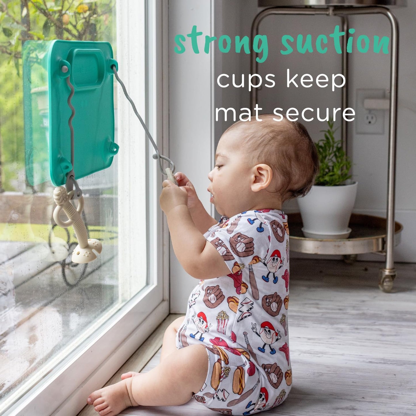 Busy Baby Silicone Mat - Suction Cups, 4 Straps To Secure Baby Essentials, Self Feeding, Baby Led Weaning, Travel Sleeve Include