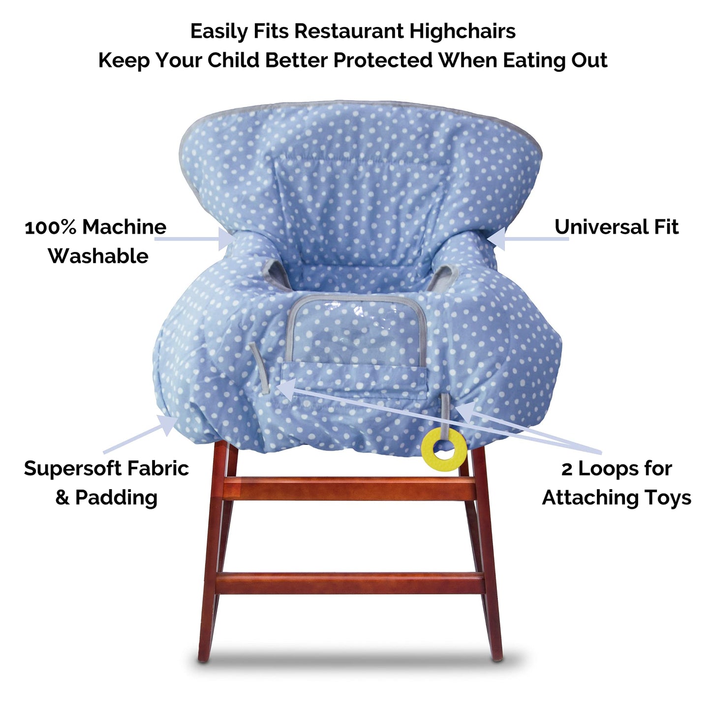 Suessie Shopping Cart Cover And High Chair Cover, Blue Dots