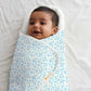 Tidy Sleep Baby Swaddle Wrappper Adjustable For Newborn || 100% Cotton Soft || Newborn Blanket For 03 Months (Blue Leaf)