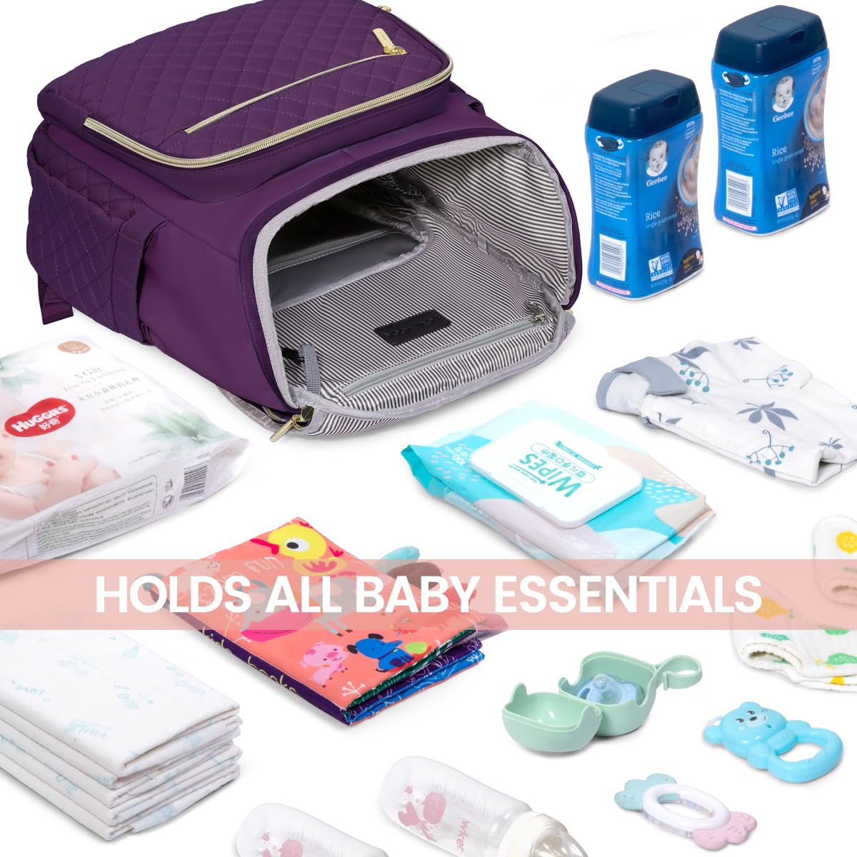 Lovevook Diaper Bag Backpack Large Capacity Baby Bag With Portable Changing Pad, Lightweight Waterproof And Insulated, Multifunc