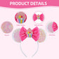 Seamoy Sequin Birthday Minnie Ears Headband, Sparkle Birthday Mouse Ears, Princess Headwears, Pink Birthday Mini Ears Headband F