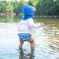 I Play. By Green Sprouts Baby & Toddler Flap Sun Protection Hat, All-Day Upf 50+ Sun Protection For Head, Neck & Eyes, Navy, 0-6